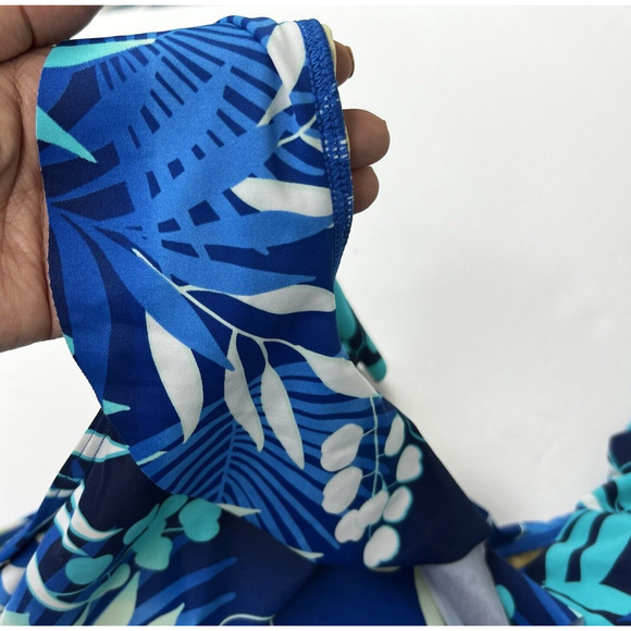 Swimsuits For All Blue Tropical Tankini Top Size 32 Ruffle NWT - Picture 6 of 10